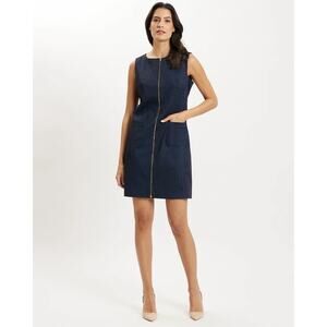 Jude Connally Becky Shift Dress Sleeveless Zipper Front Jude Denim Womens Small